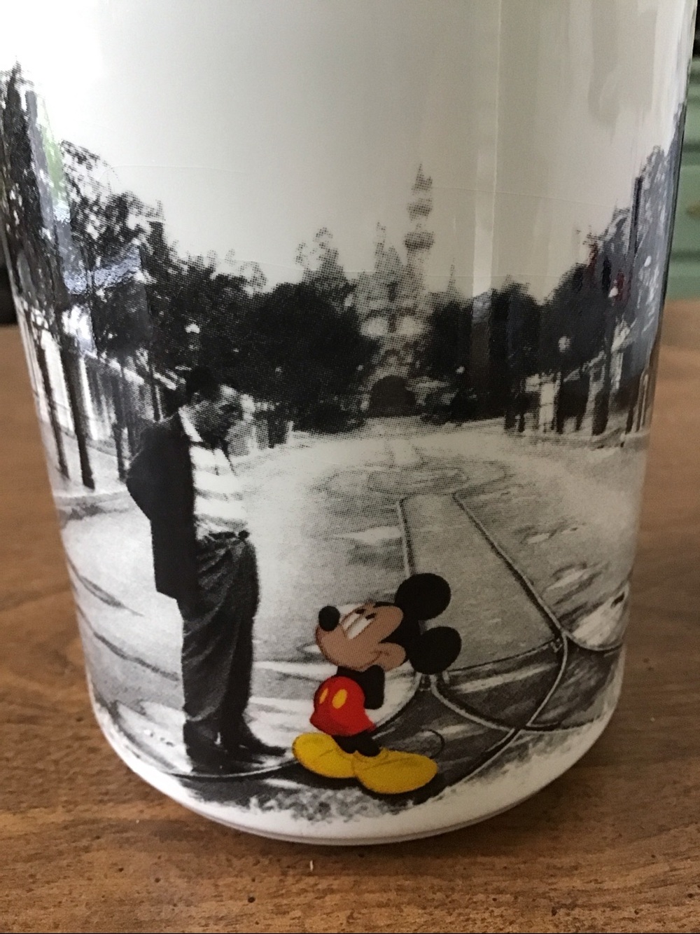 Vintage Disney Parks Main Street USA Walt Disney and Mickey Mug black-and-white